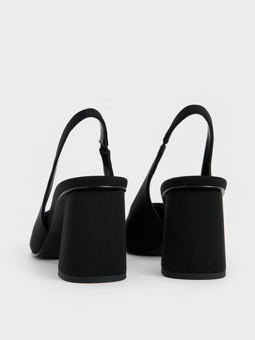 Teagan Elastane Trapeze Heel Slingback Pumps, Black, hi-res