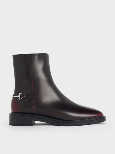 Erinna Metallic-Accent Side-Zip Ankle Boots, Burgundy, hi-res