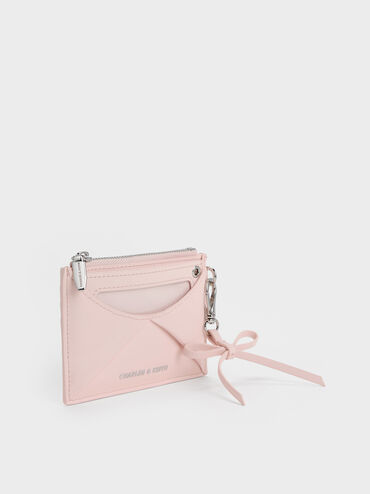 Hazel Bow Panelled Card Holder, Soft Pink, hi-res