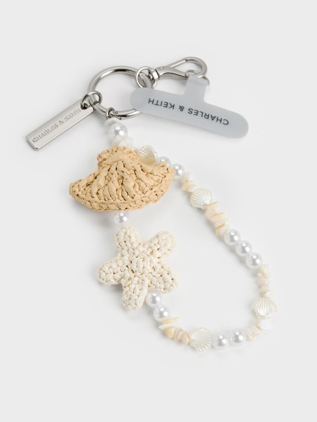 Crochet Seashell-Starfish Beaded-Handle Charm, Multi, hi-res
