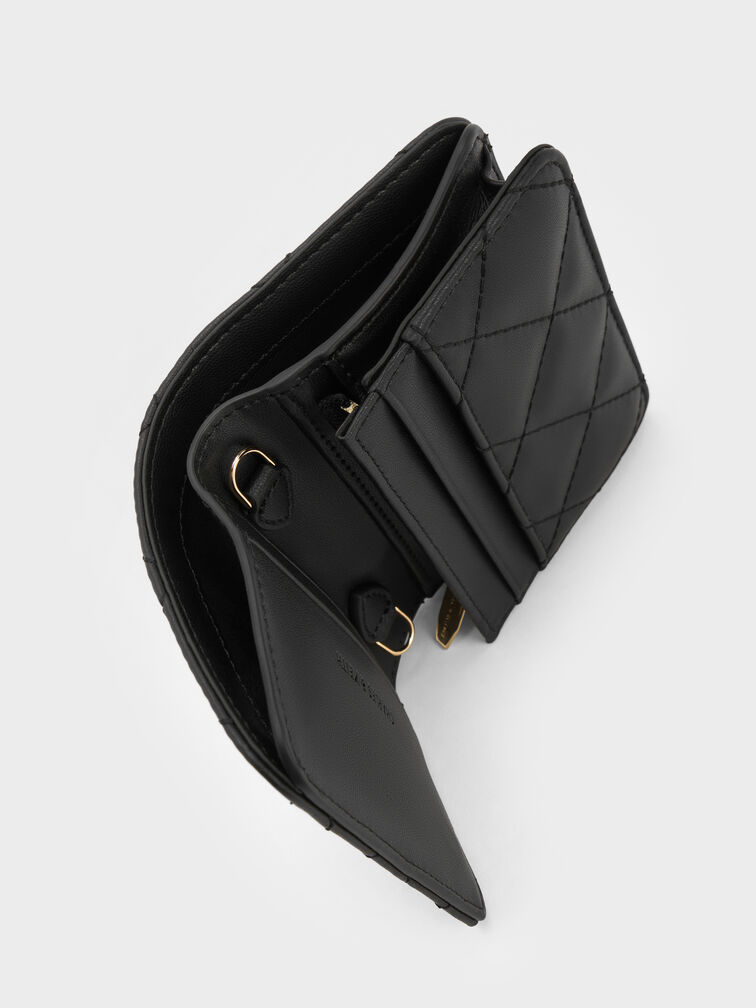Arrietty Quilted Small Wallet, Black, hi-res