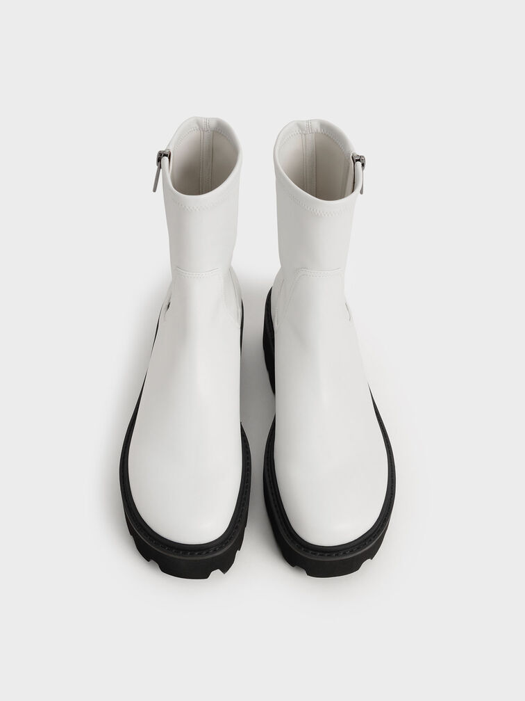 Imogen Side-Zip Ankle Boots, White, hi-res