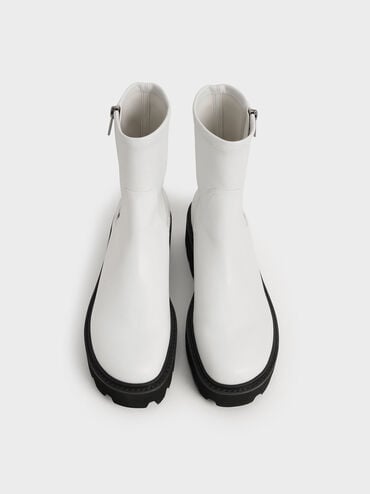 Imogen Side-Zip Ankle Boots, White, hi-res