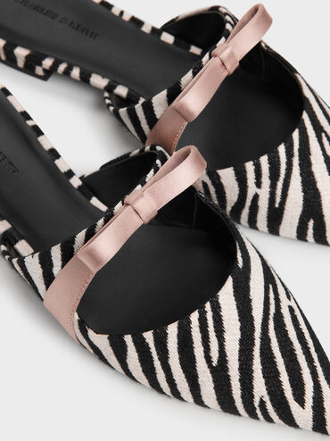 Kaleen Zebra-Print Pointed Mules, Animal Print Black, hi-res