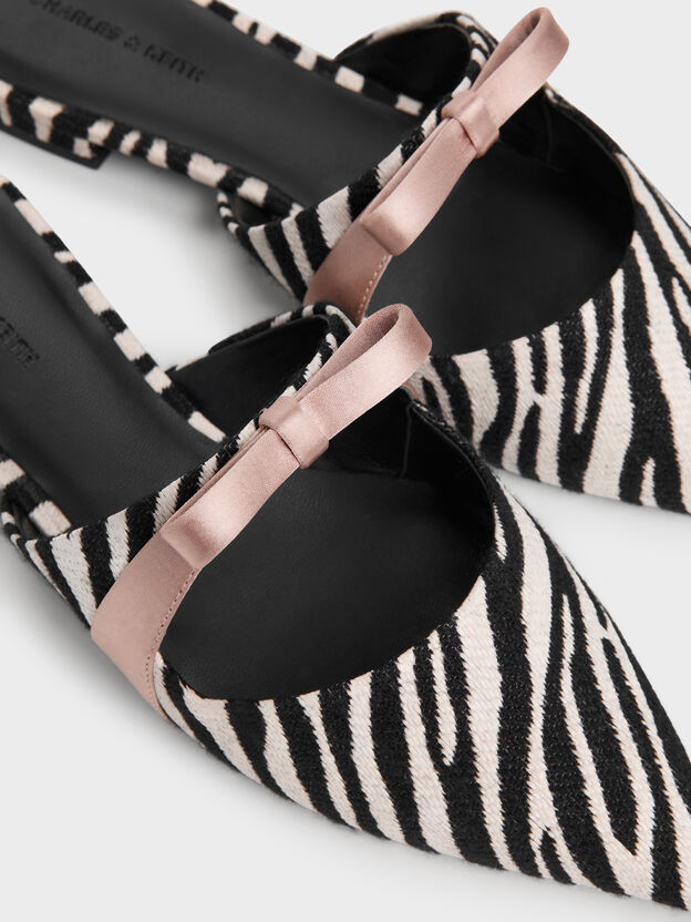 Kaleen Zebra-Print Pointed Mules, Animal Print Black, hi-res