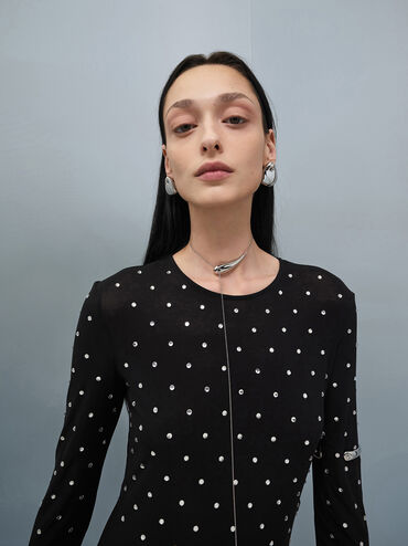Eimear Sculptural Asymmetrical Necklace, Silver, hi-res