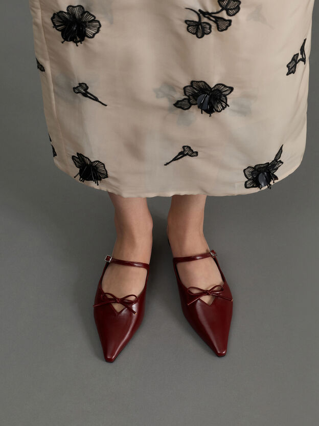 Bow Mary Jane Mules, Burgundy, hi-res