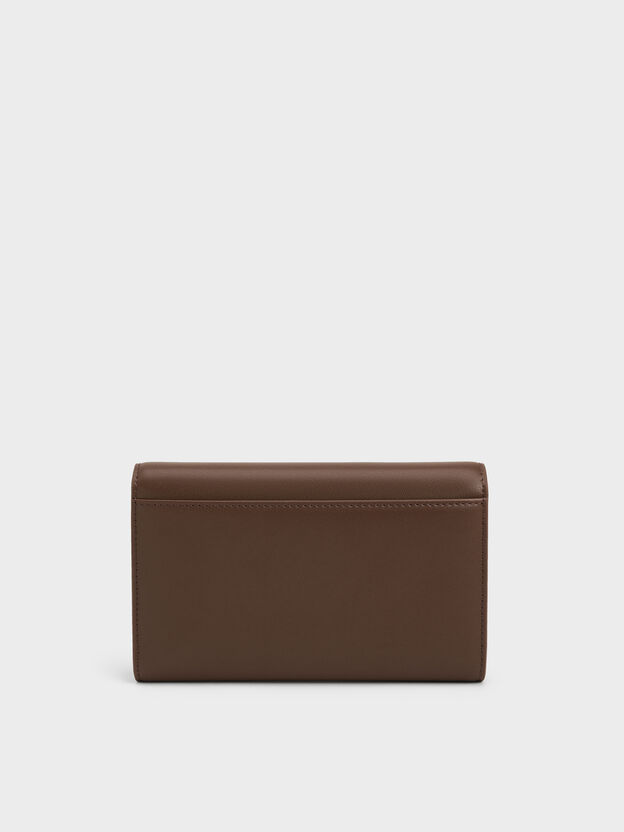 Octavia Front Flap Long Wallet, Dark Brown, hi-res