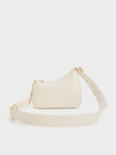Mini Agatha Chain-Accent Shoulder Bag, Cream, hi-res
