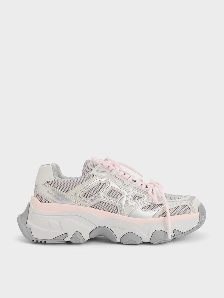 Gaskell Mesh Chunky Sneakers, Light Pink, hi-res