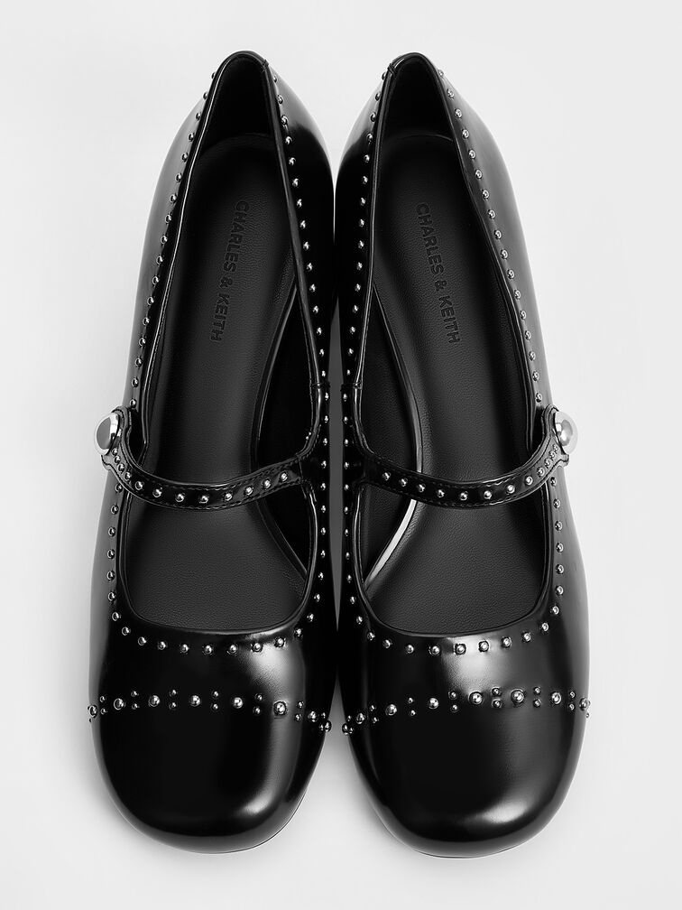 Studded Mary Jane Pumps, Black Box Studded Mary Jane Pumps, Black Box, hi-res