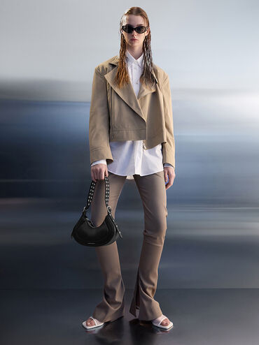 Petra Grommet-Strap Curved Shoulder Bag, Noir, hi-res