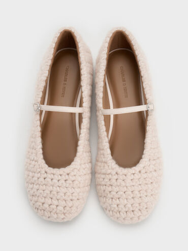 Crochet Mary Jane Flats, Chalk, hi-res