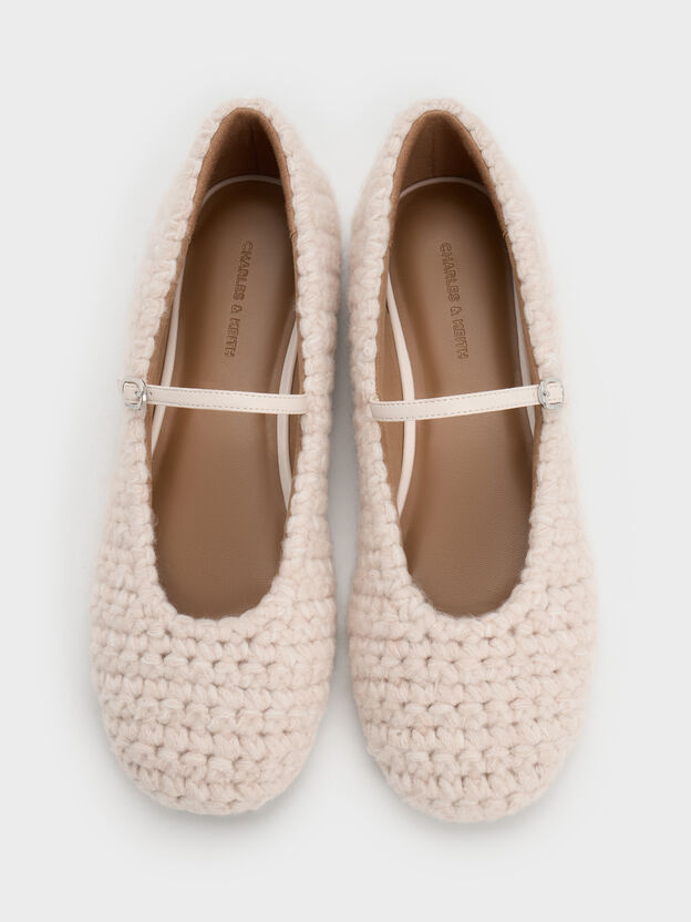 Crochet Mary Jane Flats, Chalk, hi-res