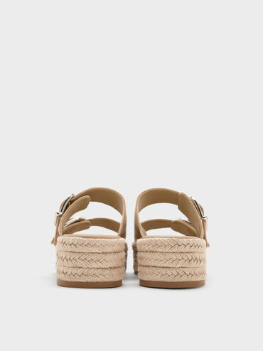 Faux Suede Double-Strap Espadrille Flatform Sandals, Sand, hi-res