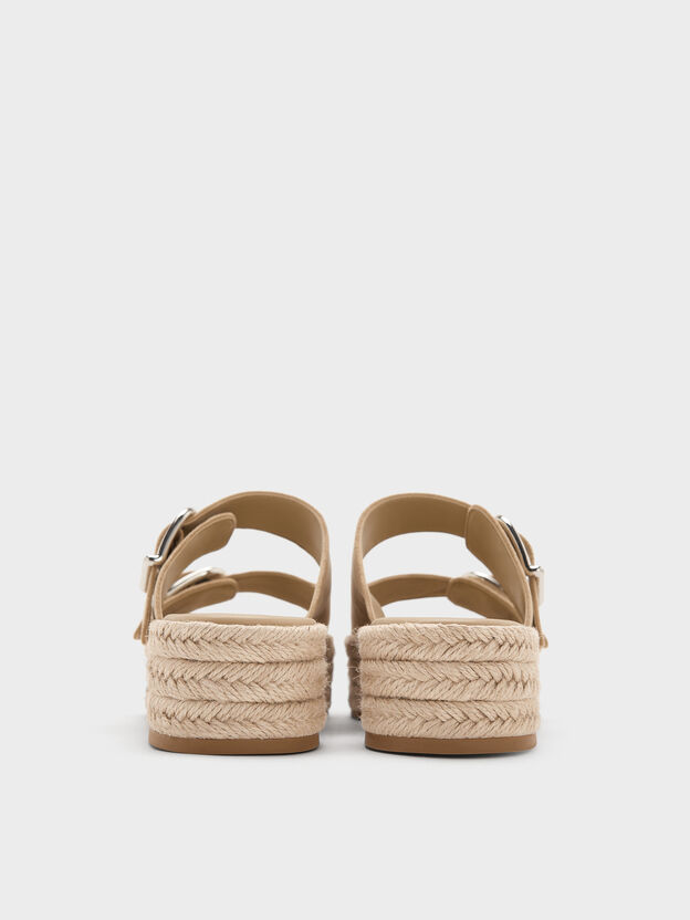Faux Suede Double-Strap Espadrille Sandals, Sand, hi-res