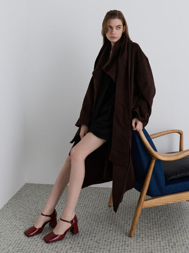 Patricia Patent Square-Toe D'Orsay Pumps, Burgundy, hi-res