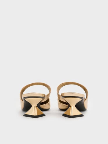 Vada Metallic Asymmetric Sculptural Heel Pumps, Light Gold, hi-res