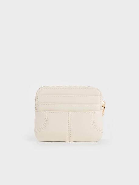 Ciara Top-Zip Card Holder, Cream, hi-res