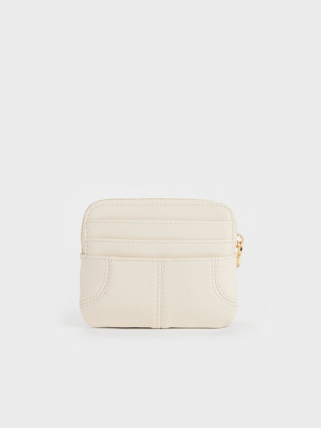 Ciara Top-Zip Card Holder, Cream, hi-res