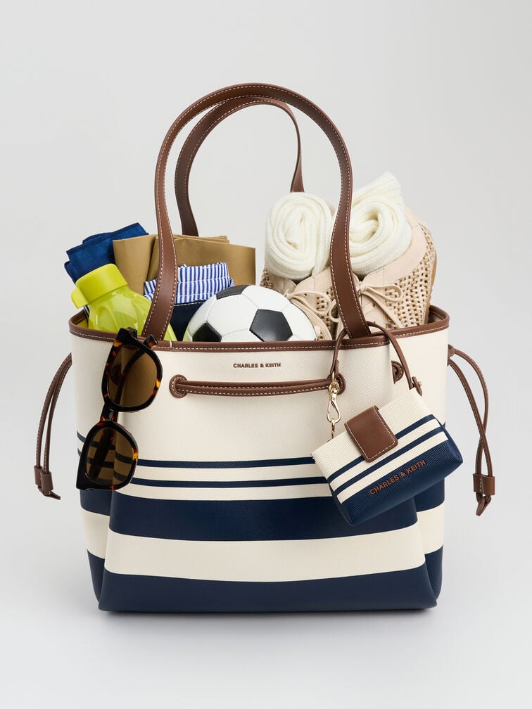 Hanya Canvas Striped Drawstring Tote Bag, Multi, hi-res