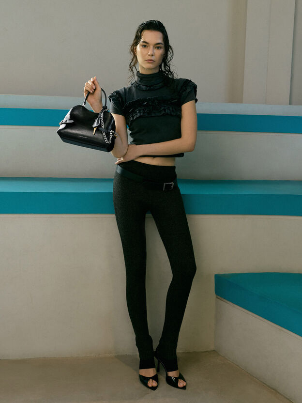 Delfina Chain Side-Belt Tote Bag, Noir, hi-res