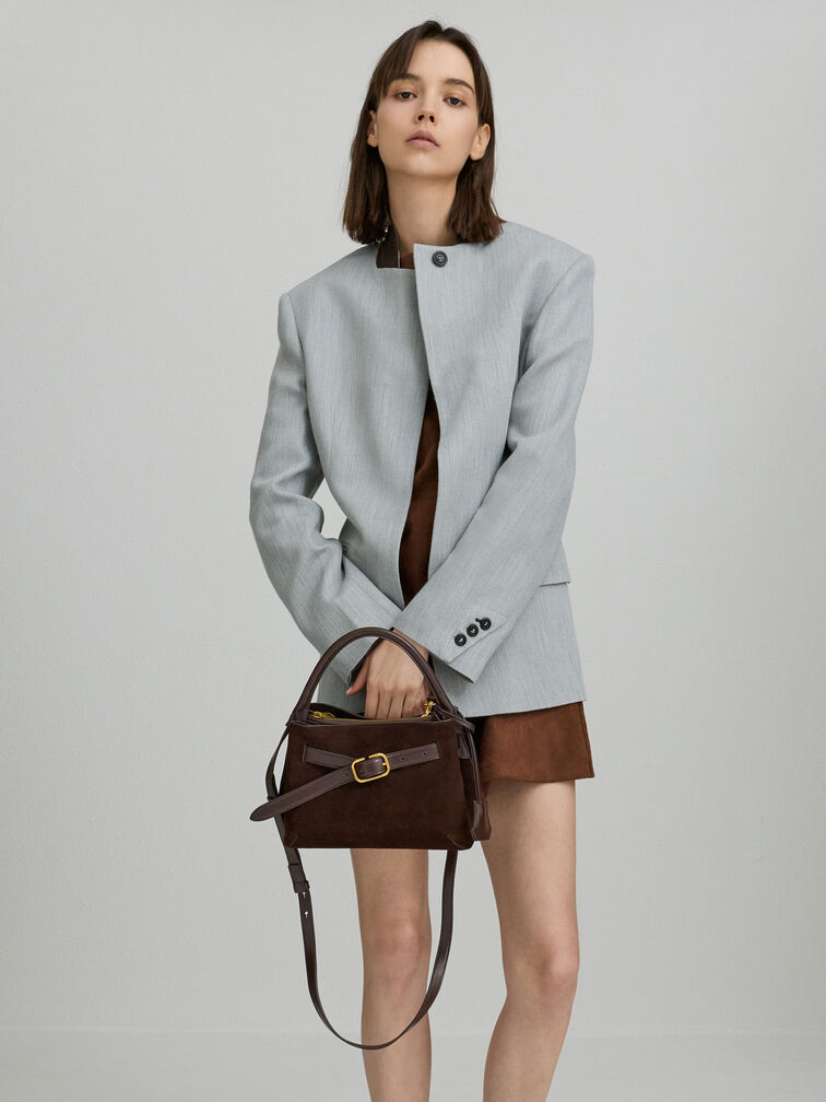 Victoria Belted Top Handle Bag, Espresso Brown, hi-res