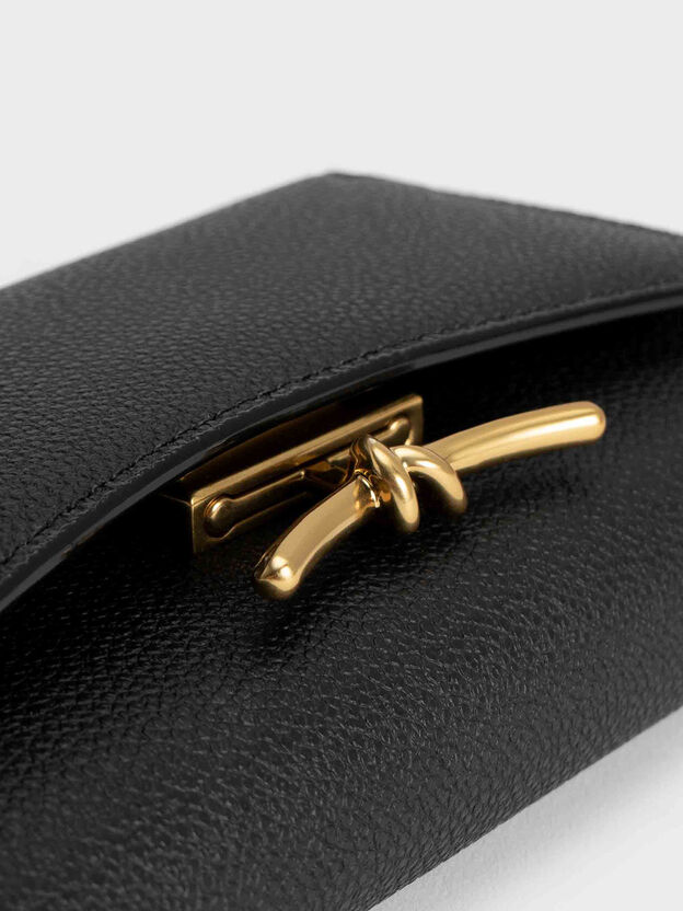 Huxley Metallic-Knot Wallet, Black, hi-res