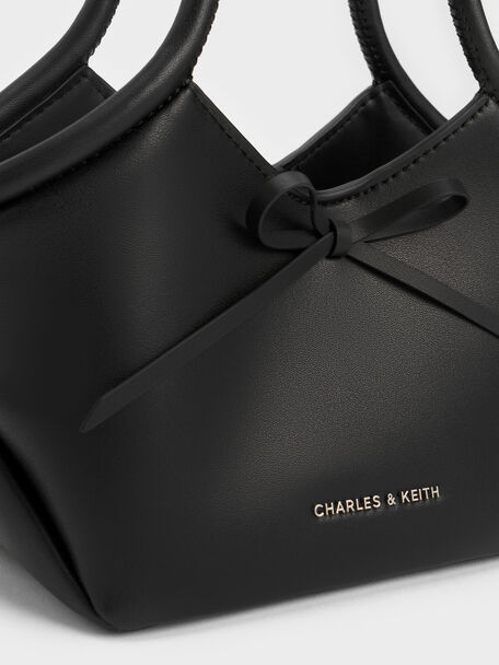 Hazel Bow Tubular Top Handle Bag, Noir, hi-res