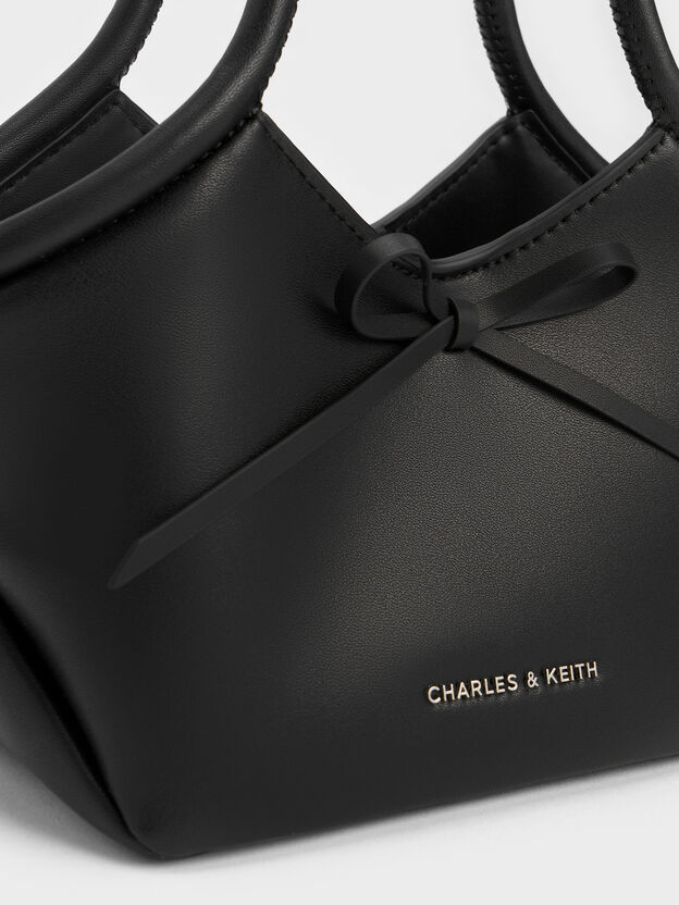 Hazel Bow Tubular Top Handle Bag, Noir, hi-res