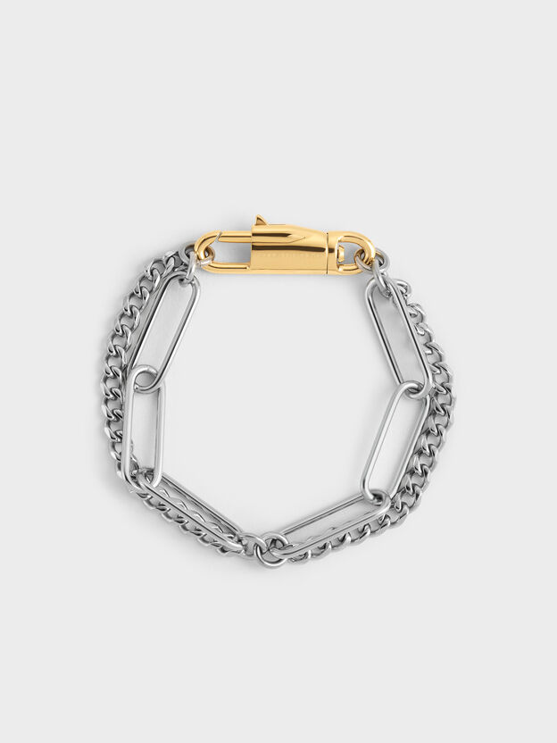 Delfina Two-Tone Double-Chain Bracelet, Multi, hi-res