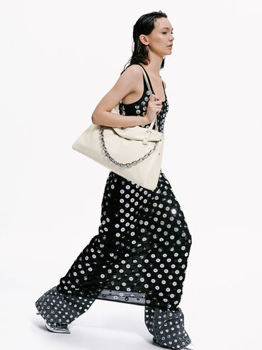 Andromeda Chunky-Chain Trapeze Tote Bag, Cream, hi-res