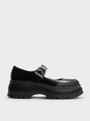 Darra Ridged-Sole Platform Mary Janes, Black Box, hi-res