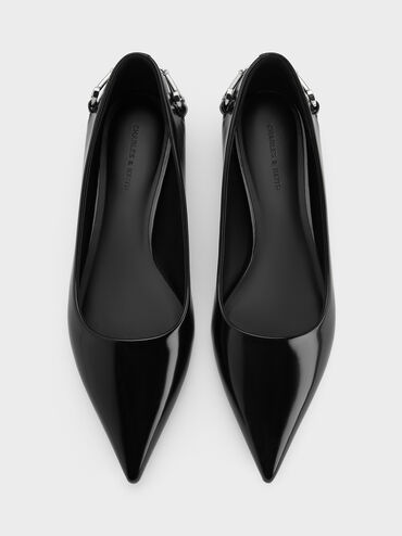 Erinna Metallic-Accent Pointed-Toe Flats, Black Box, hi-res