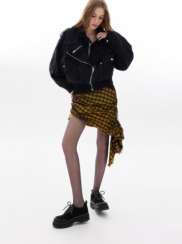 Darra Faux Suede Ridged-Sole Platform Sneakers, Black Textured, hi-res