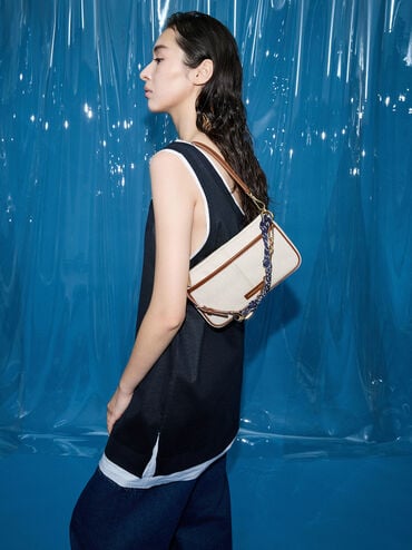 Addison Canvas Knotted-Rope Shoulder Bag, Taupe Canvas, hi-res