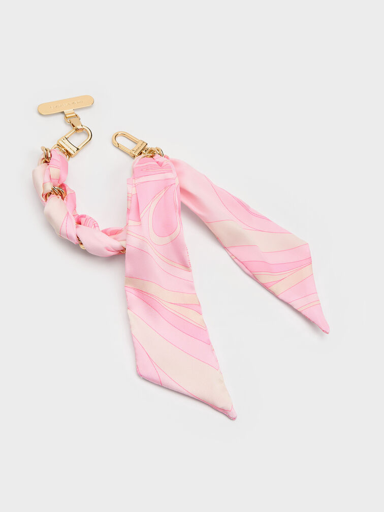 Swirl-Scarf Chain Bag Strap, Pink, hi-res