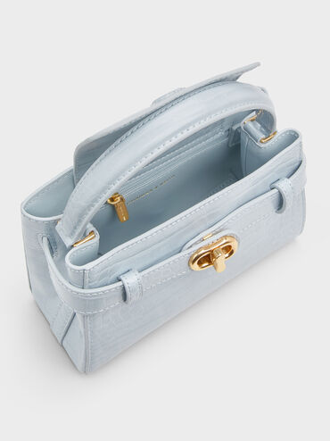 Aubrielle Croc-Effect Top Handle Bag, Sea Salt Blue, hi-res