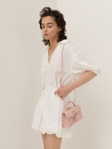 Tricha Knotted-Belt Top Handle Bag, Pink, hi-res