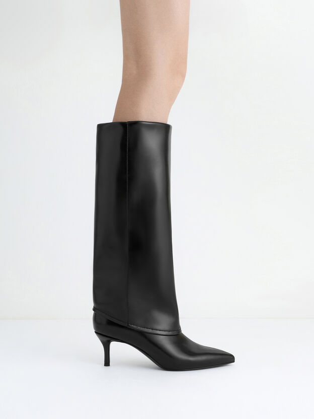 Pointed Stiletto Knee-High Boots, Black, hi-res