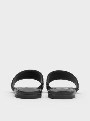 Ivette Woven Slide Sandals, Black, hi-res