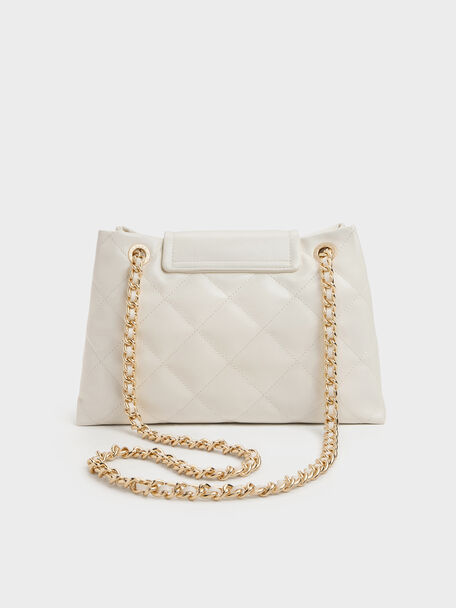 Apfra Quilted Shoulder Bag, Cream, hi-res
