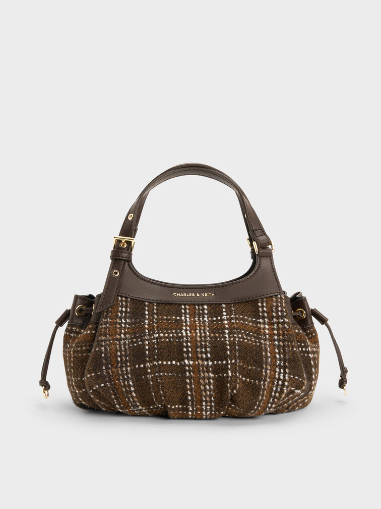 Mini Lillith Checkered Drawstring Bucket Bag, Multi, hi-res