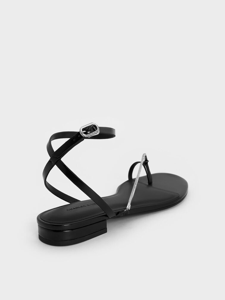 Chain-Strap Toe-Ring Sandals, Black Box, hi-res
