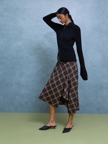 Glittered Mesh Bow Kitten Heels, Black Textured, hi-res