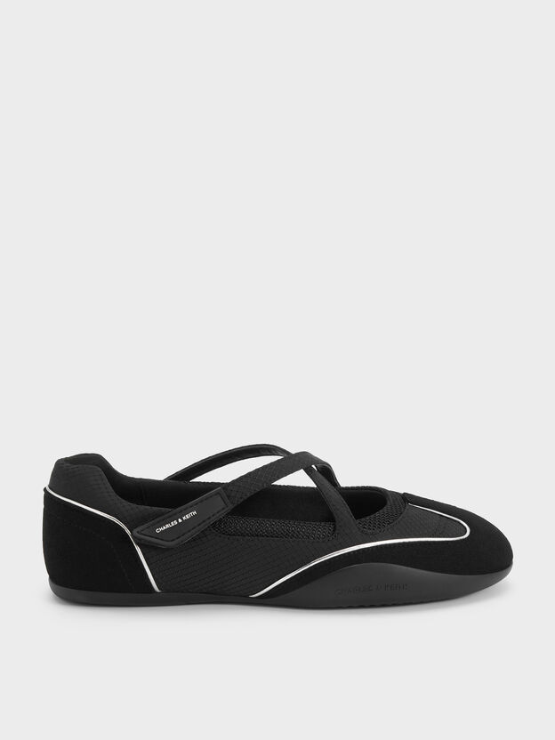 Mika Crossover Mary Jane Sneakers, Black Textured, hi-res