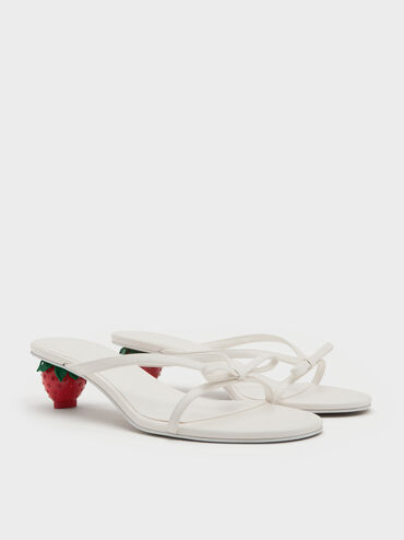 Sonali Bow Strawberry-Heel Mules, White, hi-res