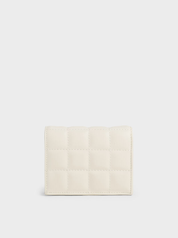 Cassia Quilted Chain-Handle Mini Wallet, Cream, hi-res