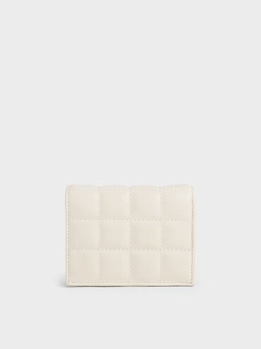 Cassia Quilted Chain-Handle Mini Wallet, Cream, hi-res