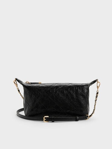 Duo Quilted Shoulder Bag, Black, hi-res